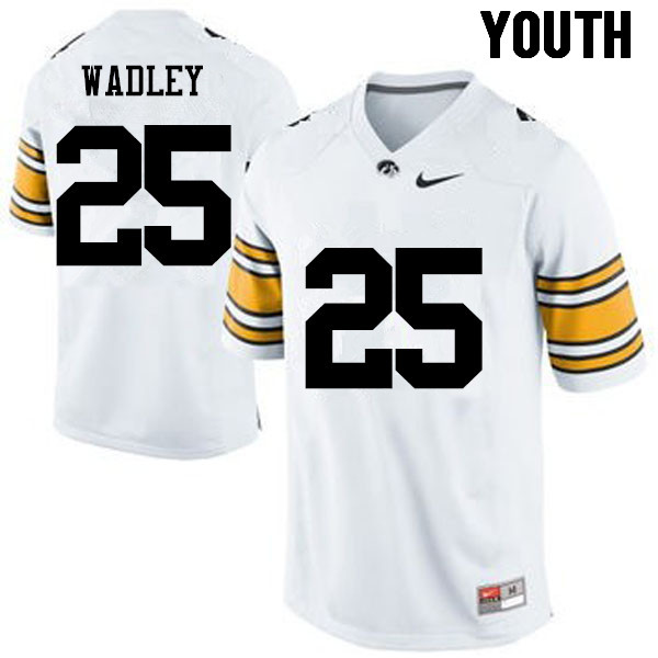 Youth Iowa Hawkeyes #25 Akrum Wadley College Football Jerseys-White